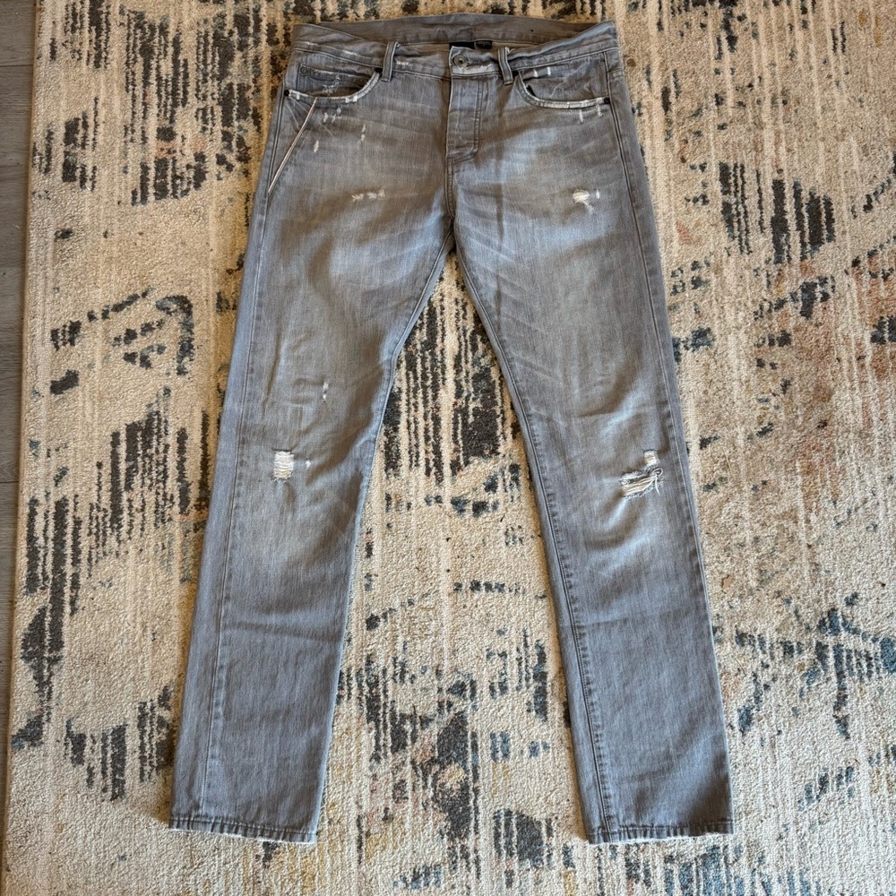 Armani Exchange Men's Straight Jeans - Gray Distressed
